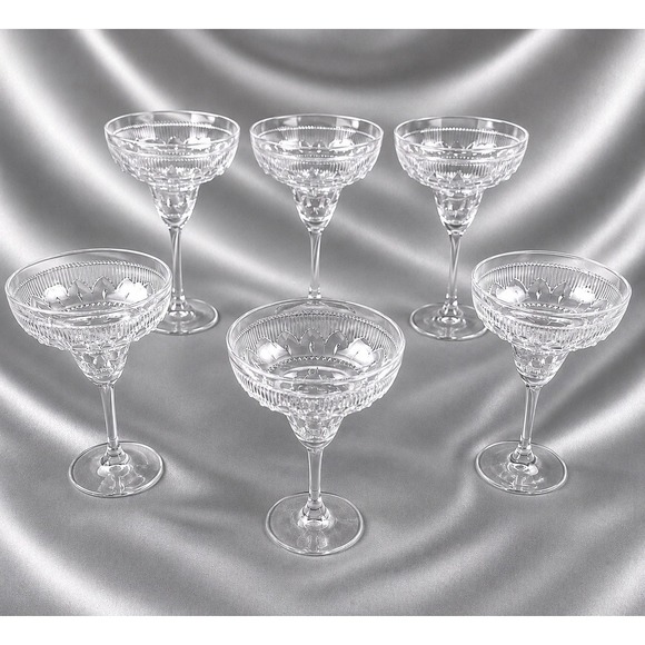 Cristal d'Arques Durand Other - 6 Cristal d'Arques Durand Sombrero Margarita Glass Green Stem Cut Crystal 7.5"